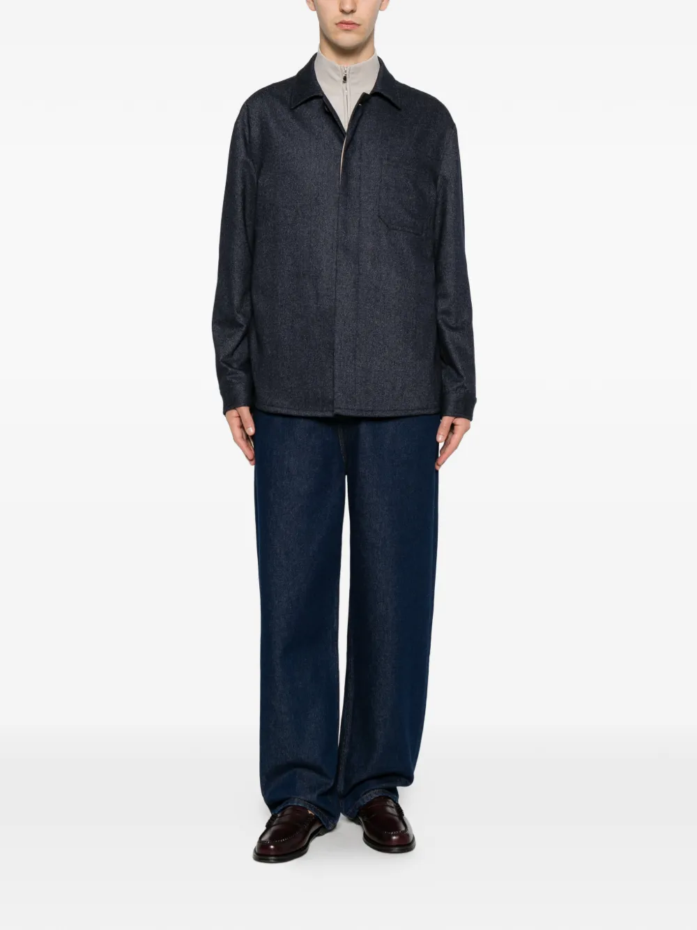 Eleventy Shirtjack met borstzak Blauw