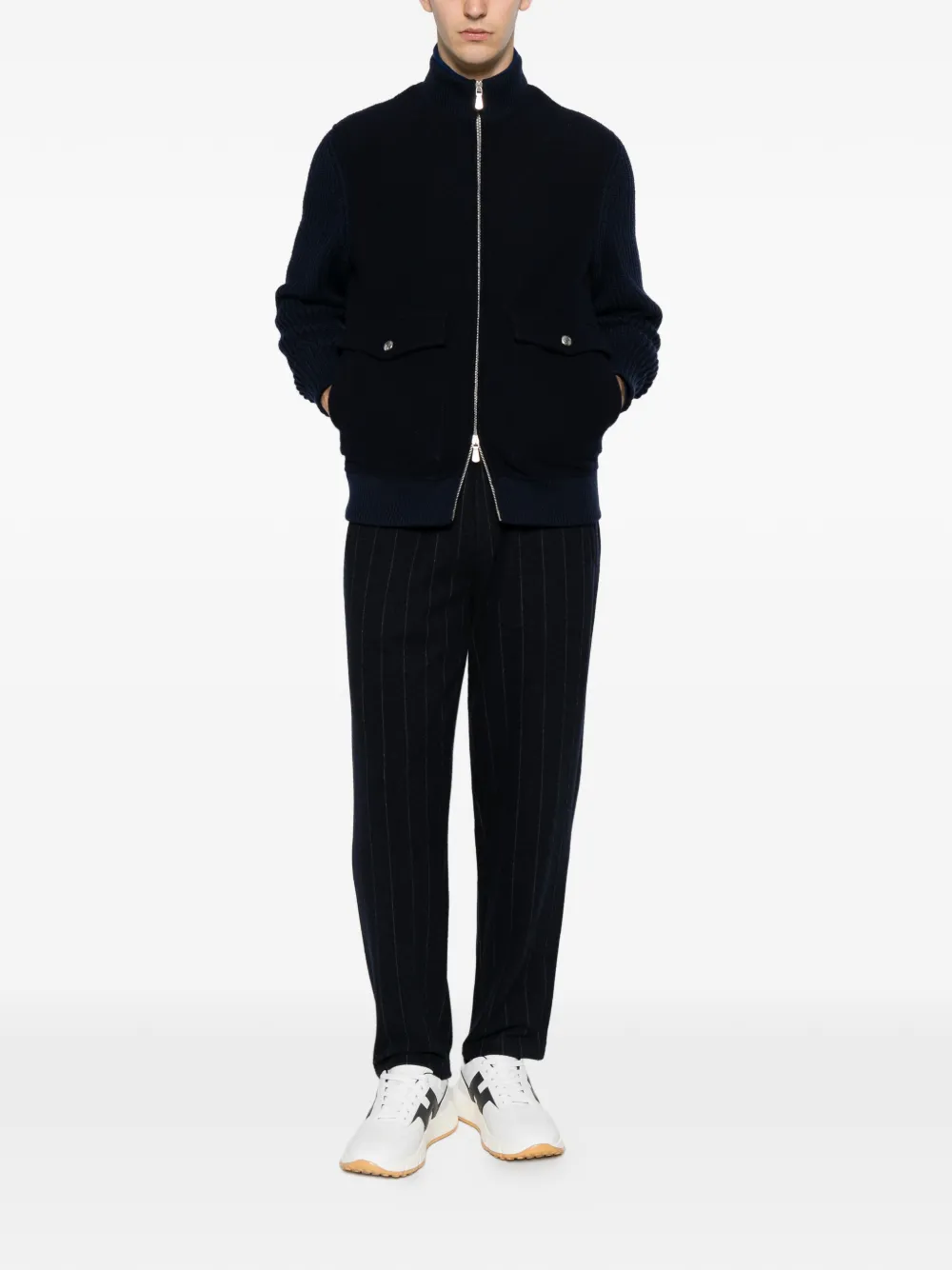 Eleventy Ribgebreid jack Blauw