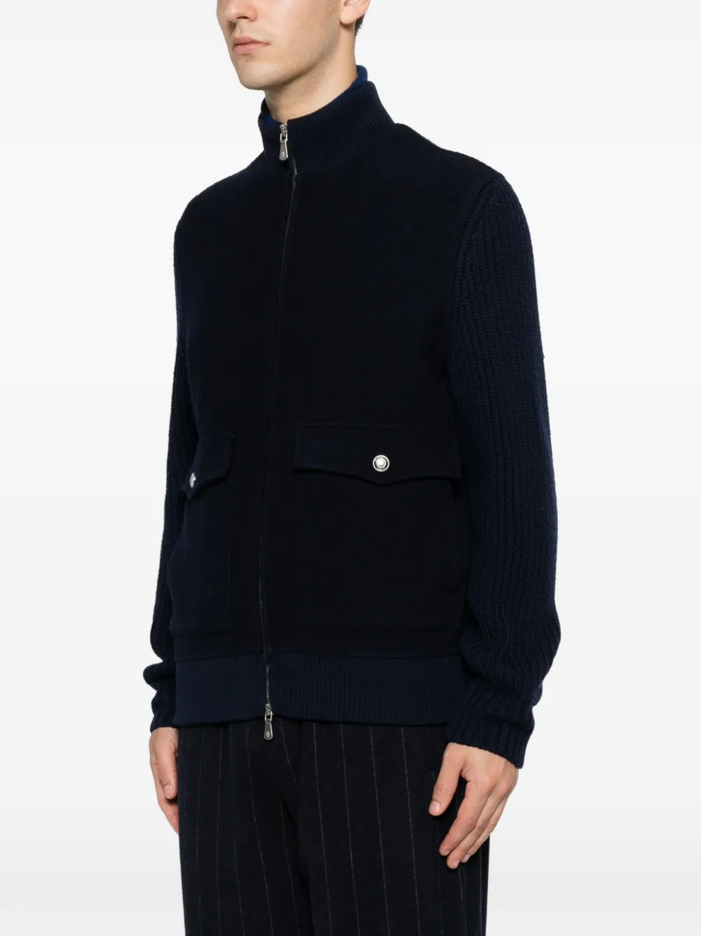 Eleventy Ribgebreid jack Blauw