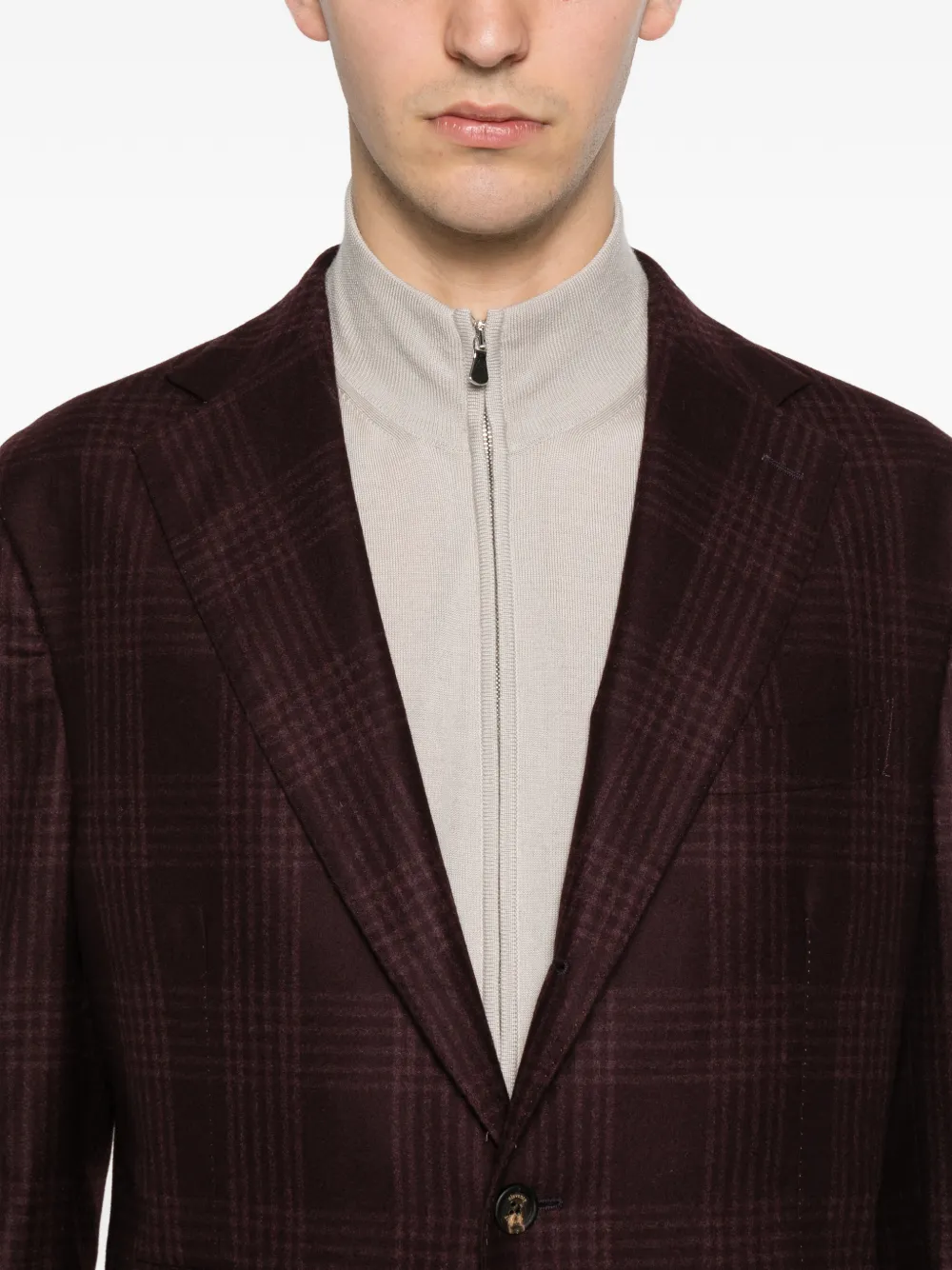 Eleventy Geruite blazer met gekerfde revers Paars