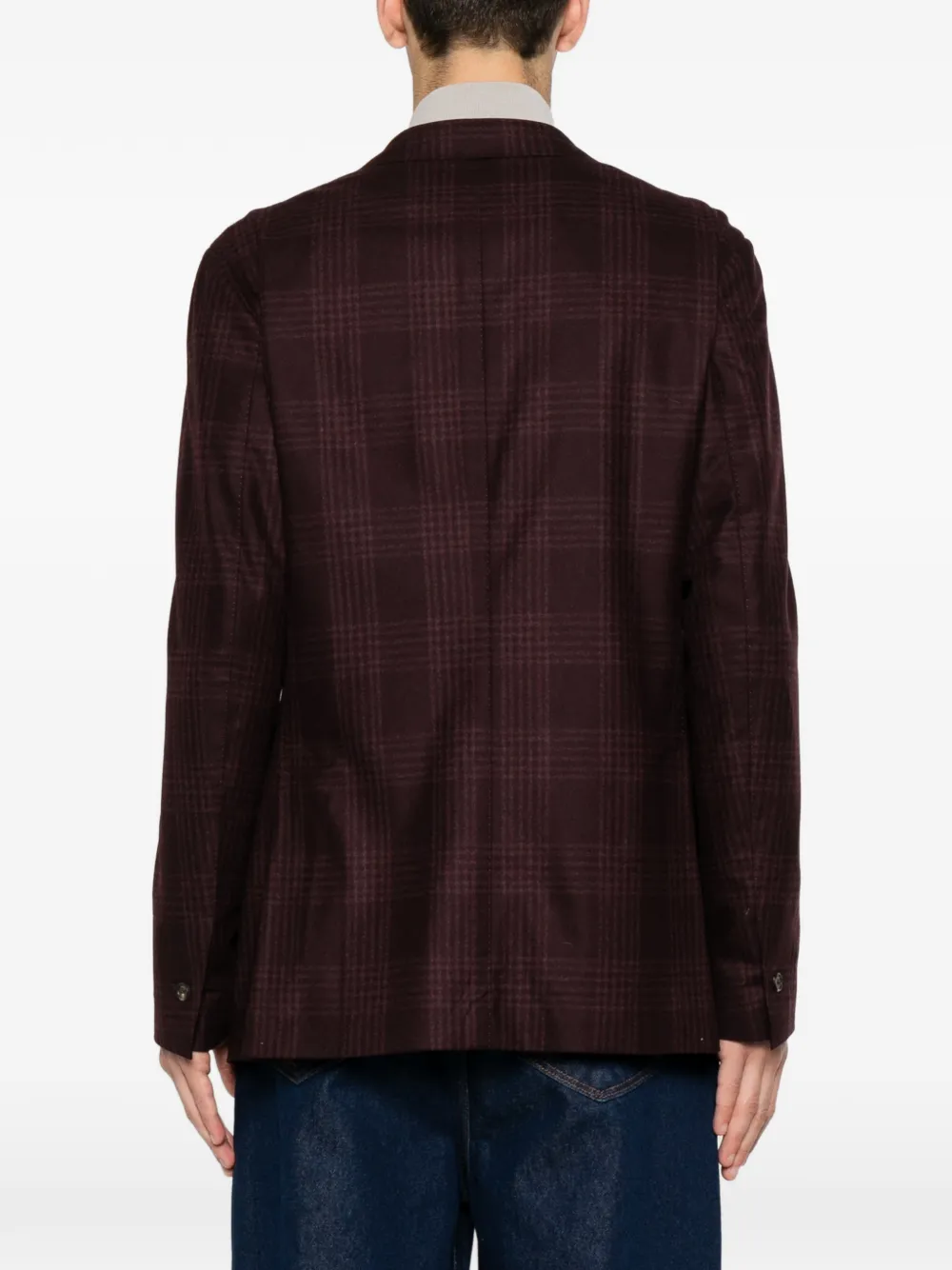 Eleventy Geruite blazer met gekerfde revers Paars