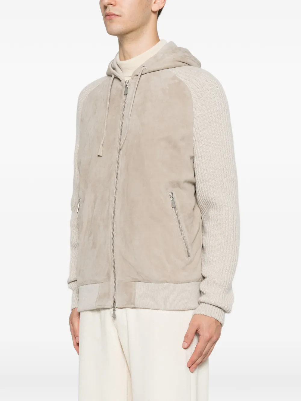 Eleventy Suède jack met vlakken Beige