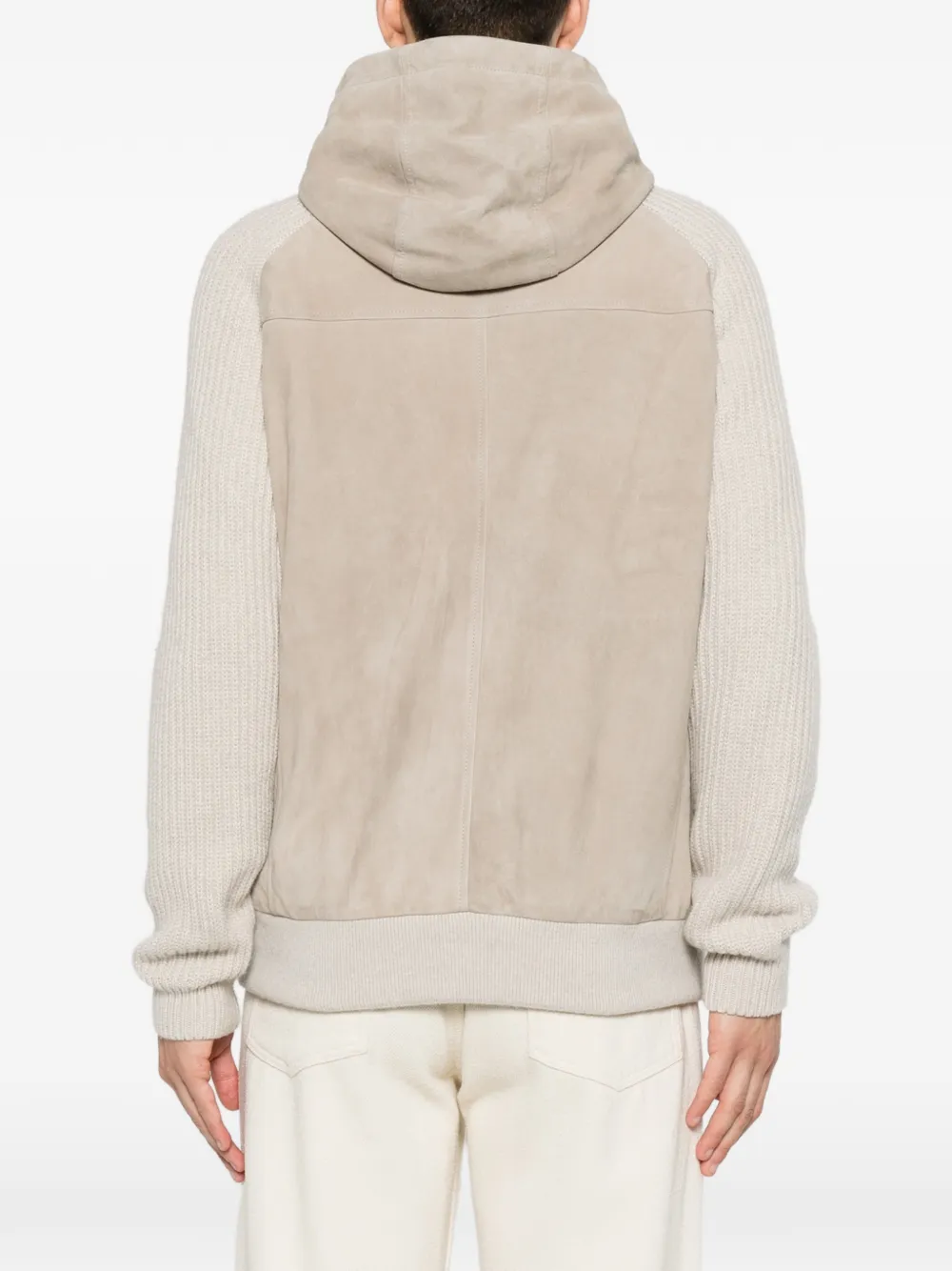 Eleventy Suède jack met vlakken Beige
