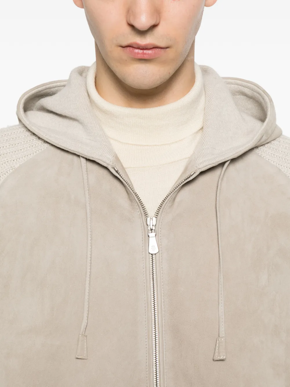 Eleventy Suède jack met vlakken Beige