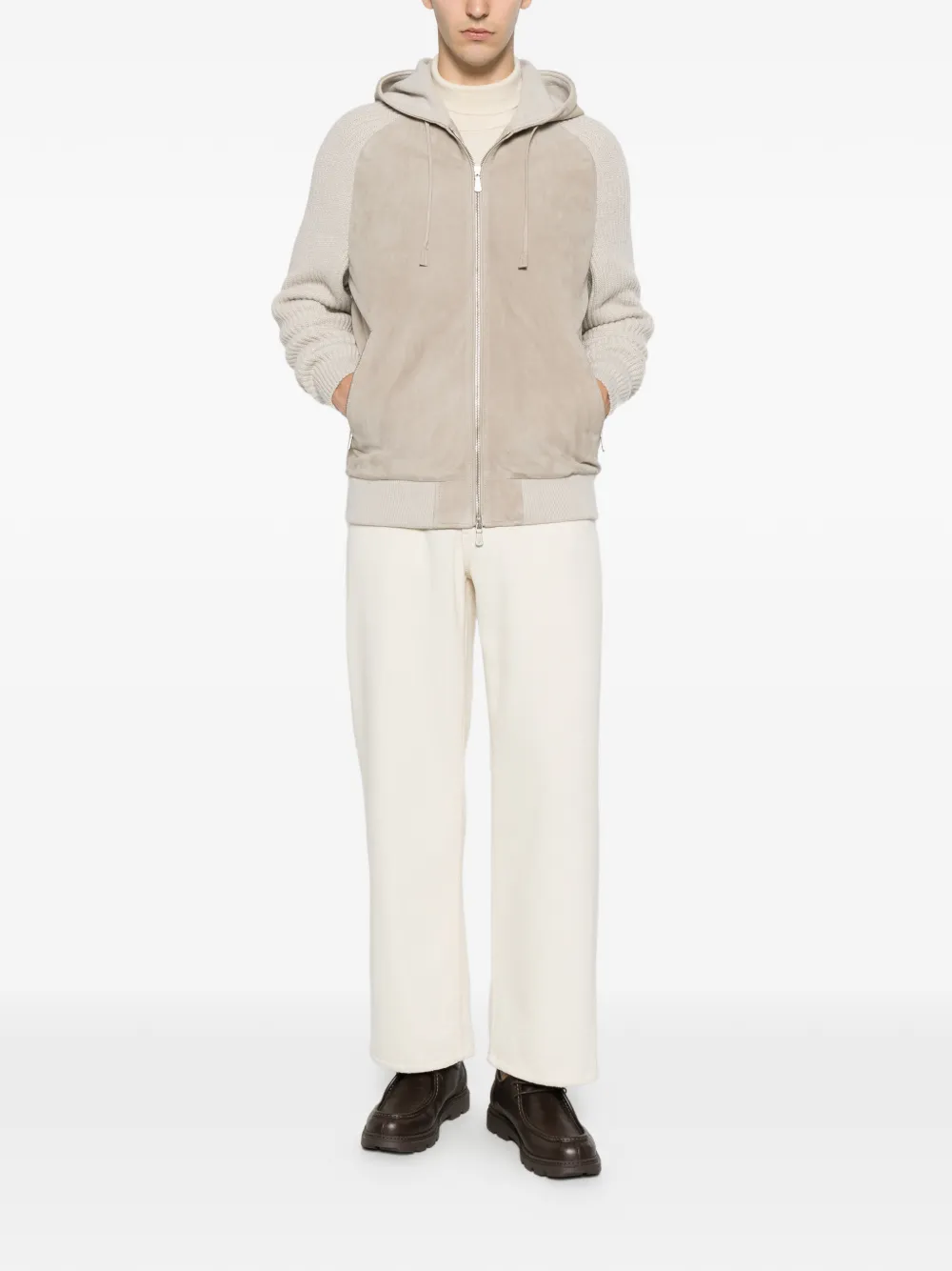 Eleventy Suède jack met vlakken Beige