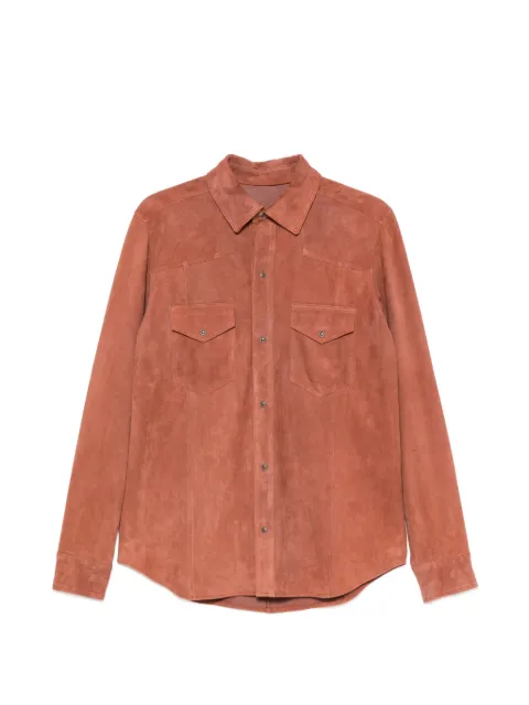 Eleventy suede flap-pocket shirt