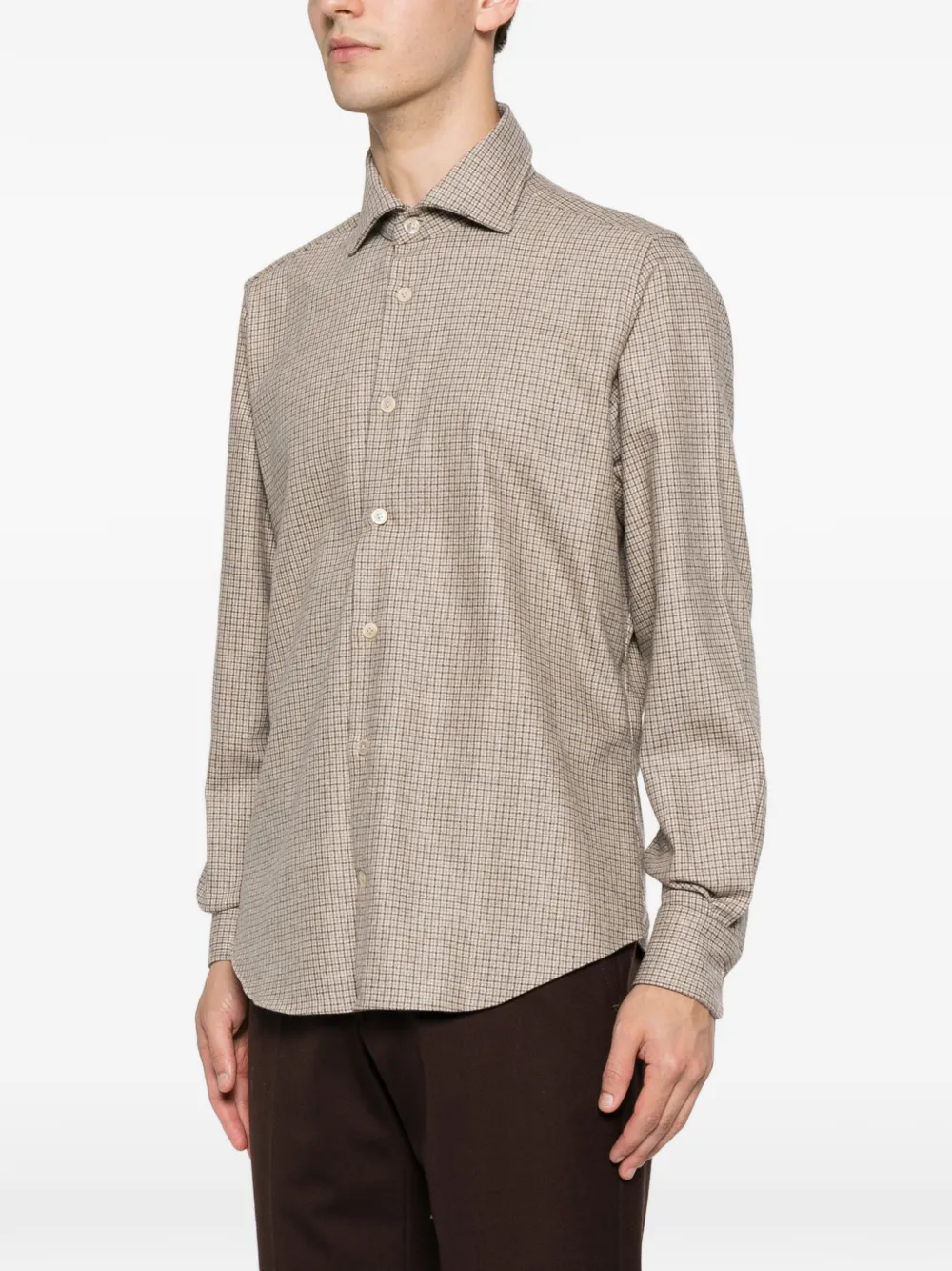 Eleventy Geruit overhemd Beige