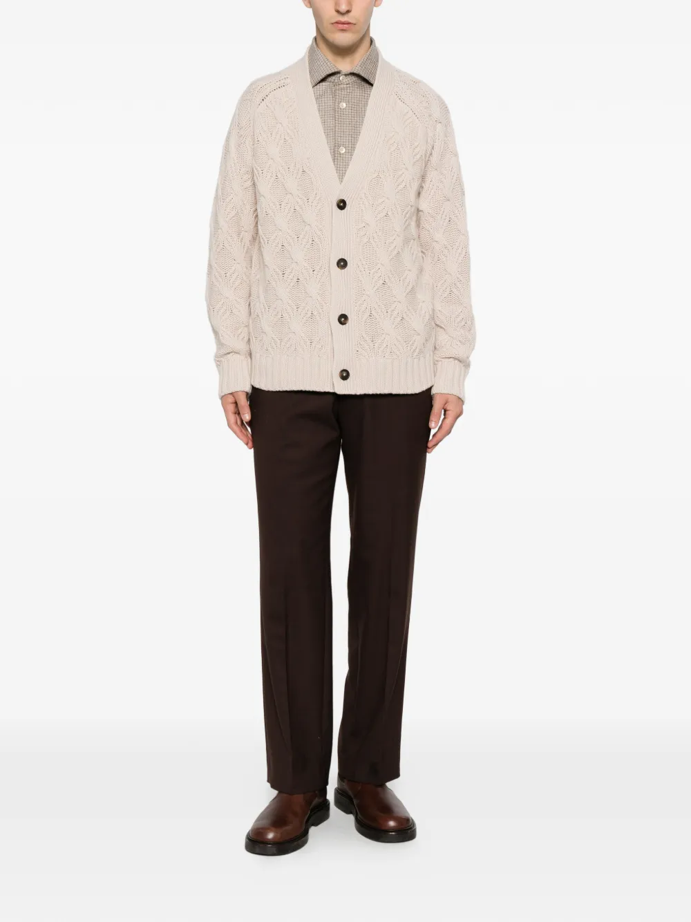 Eleventy Geruit overhemd Beige