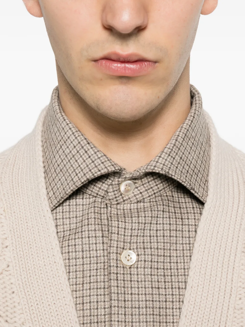 Eleventy Geruit overhemd Beige