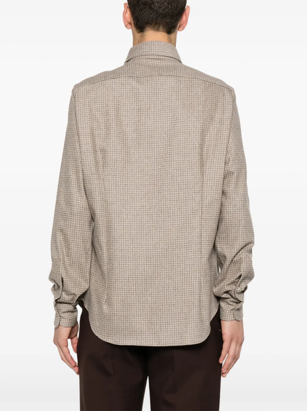Eleventy Geruit overhemd Beige