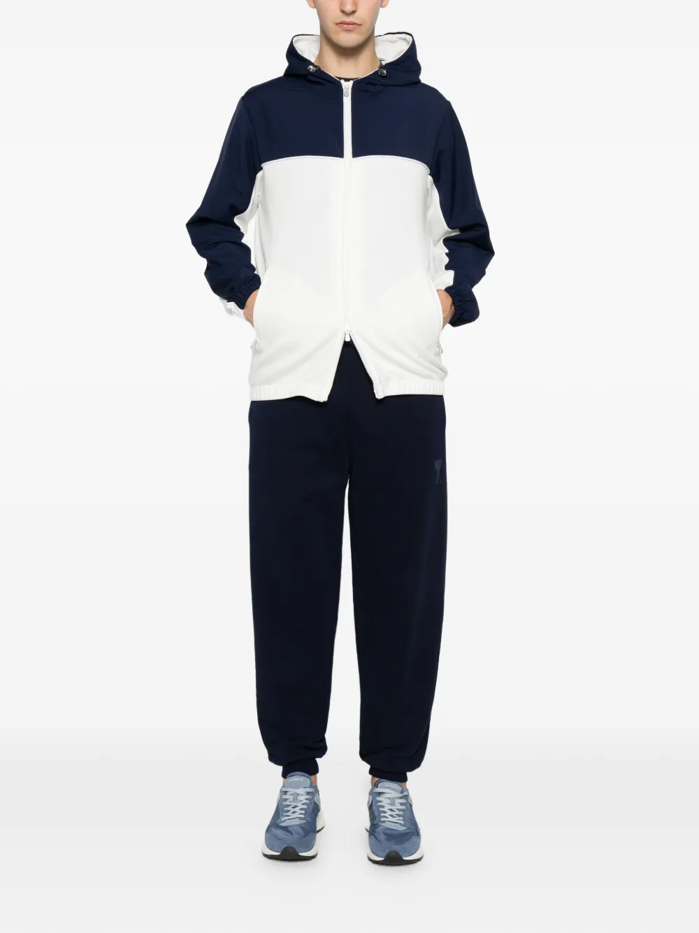 Eleventy Hoodie met colourblocking Blauw