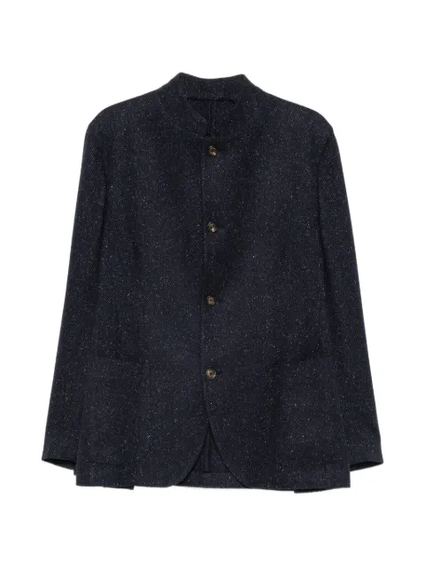 Eleventy herringbone mandarin-collar jacket