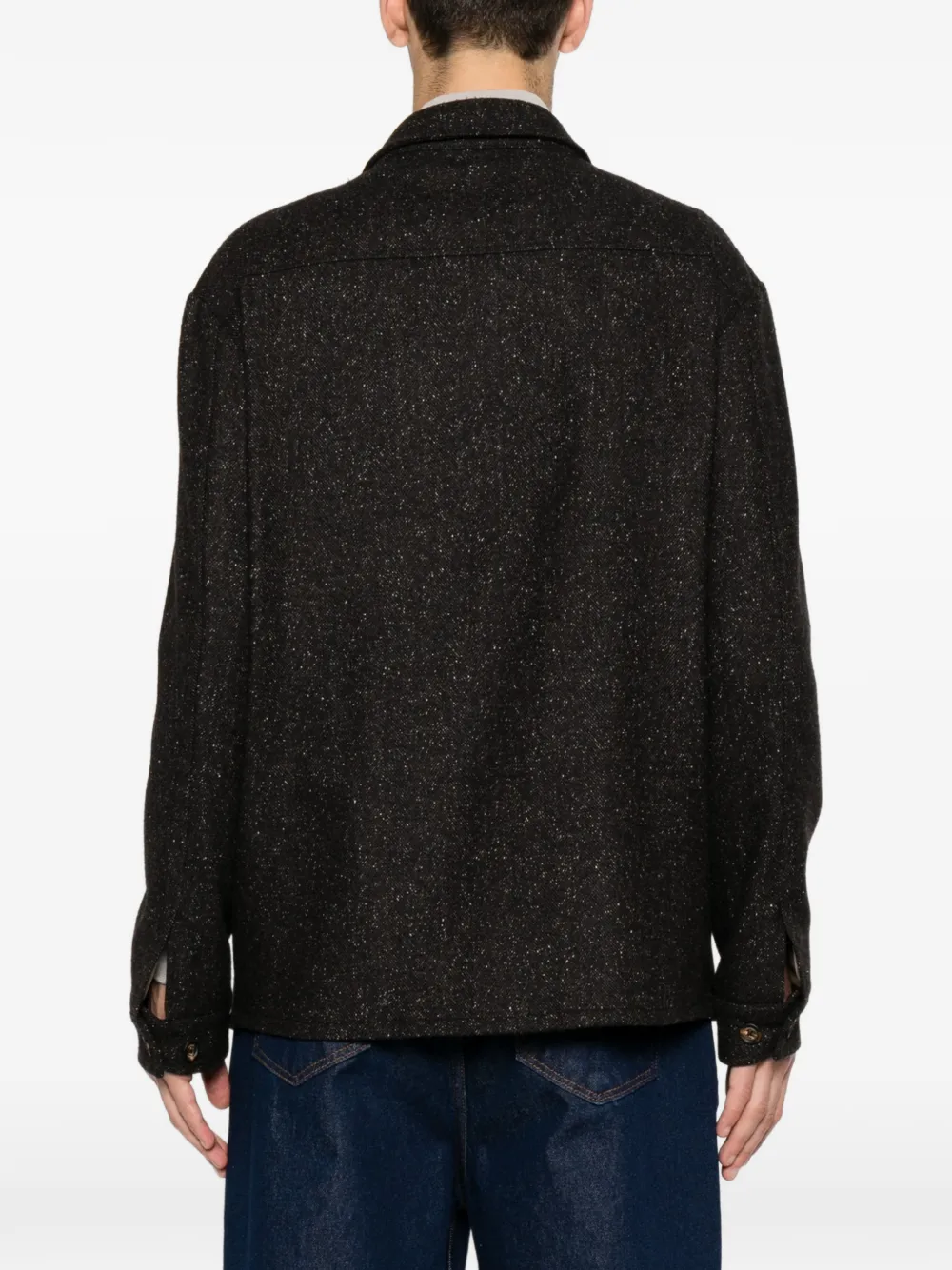 Eleventy Shirtjack met visgraatpatroon Bruin