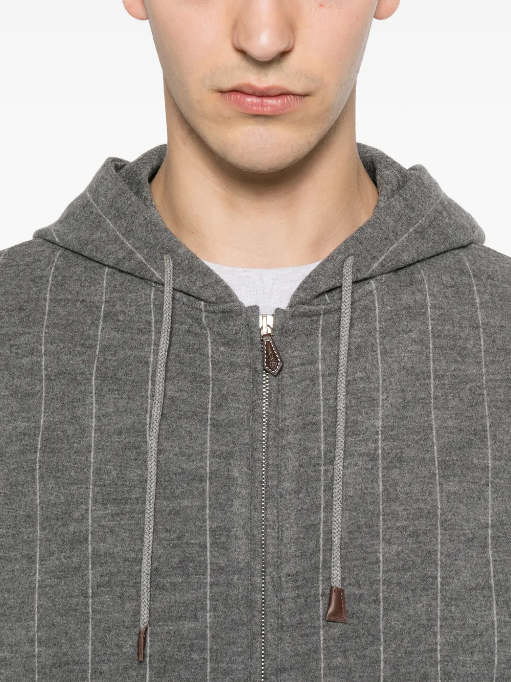 Eleventy Hoodie met krijtstreep en rits Grijs