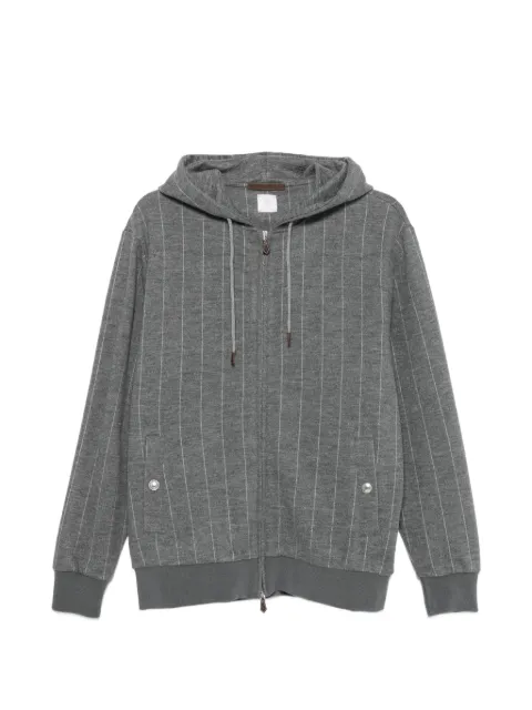 Eleventy pinstripe-pattern zip-up hoodie