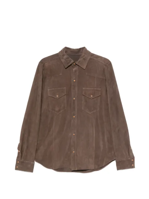 Eleventy suede flap-pocket shirt
