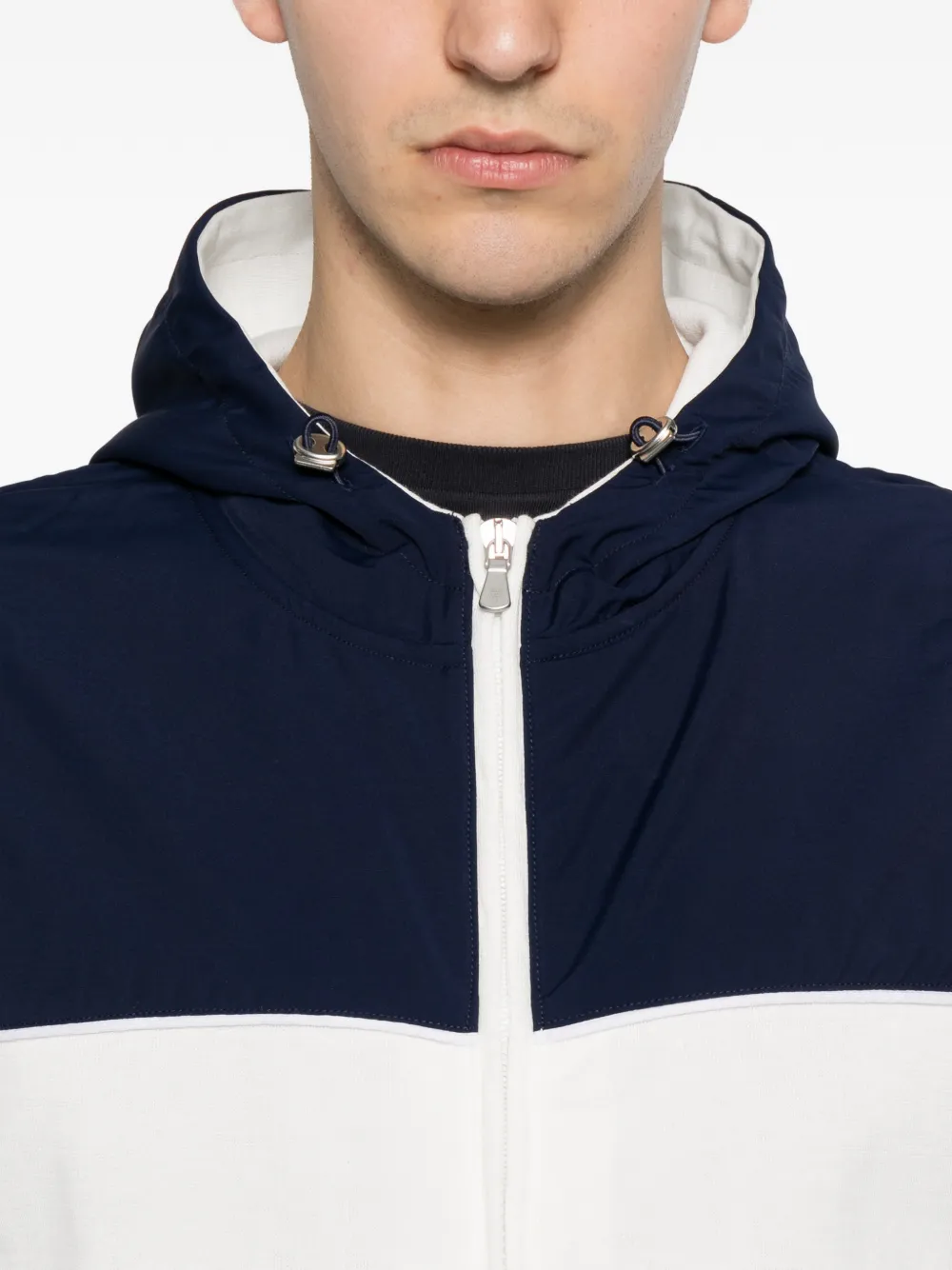 Eleventy Mouwloze hoodie met colourblocking en rits Blauw