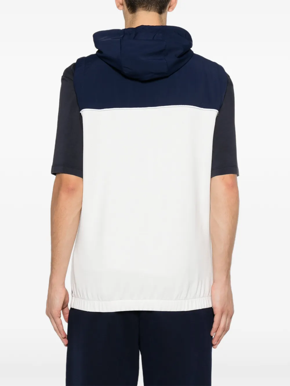 Eleventy Mouwloze hoodie met colourblocking en rits Blauw