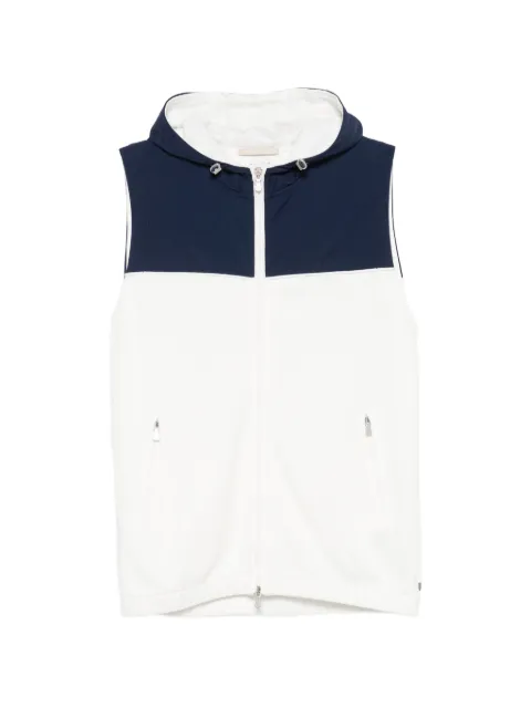 Eleventy colour-block sleeveless zip-up hoodie