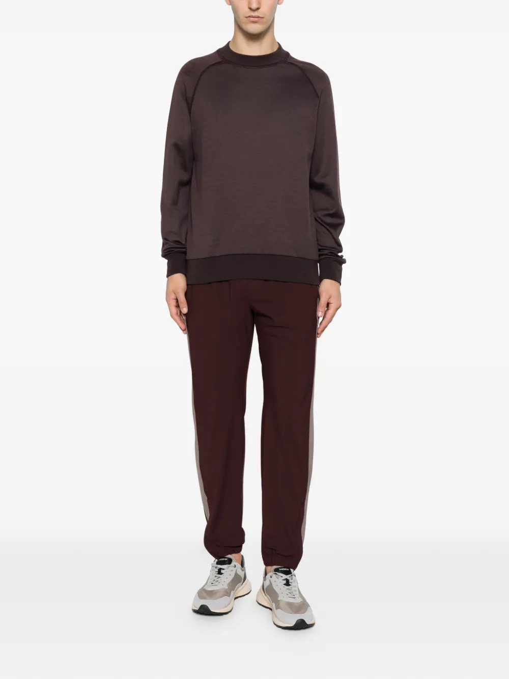 Eleventy Sweater met raglan mouwen en zijstreep Rood