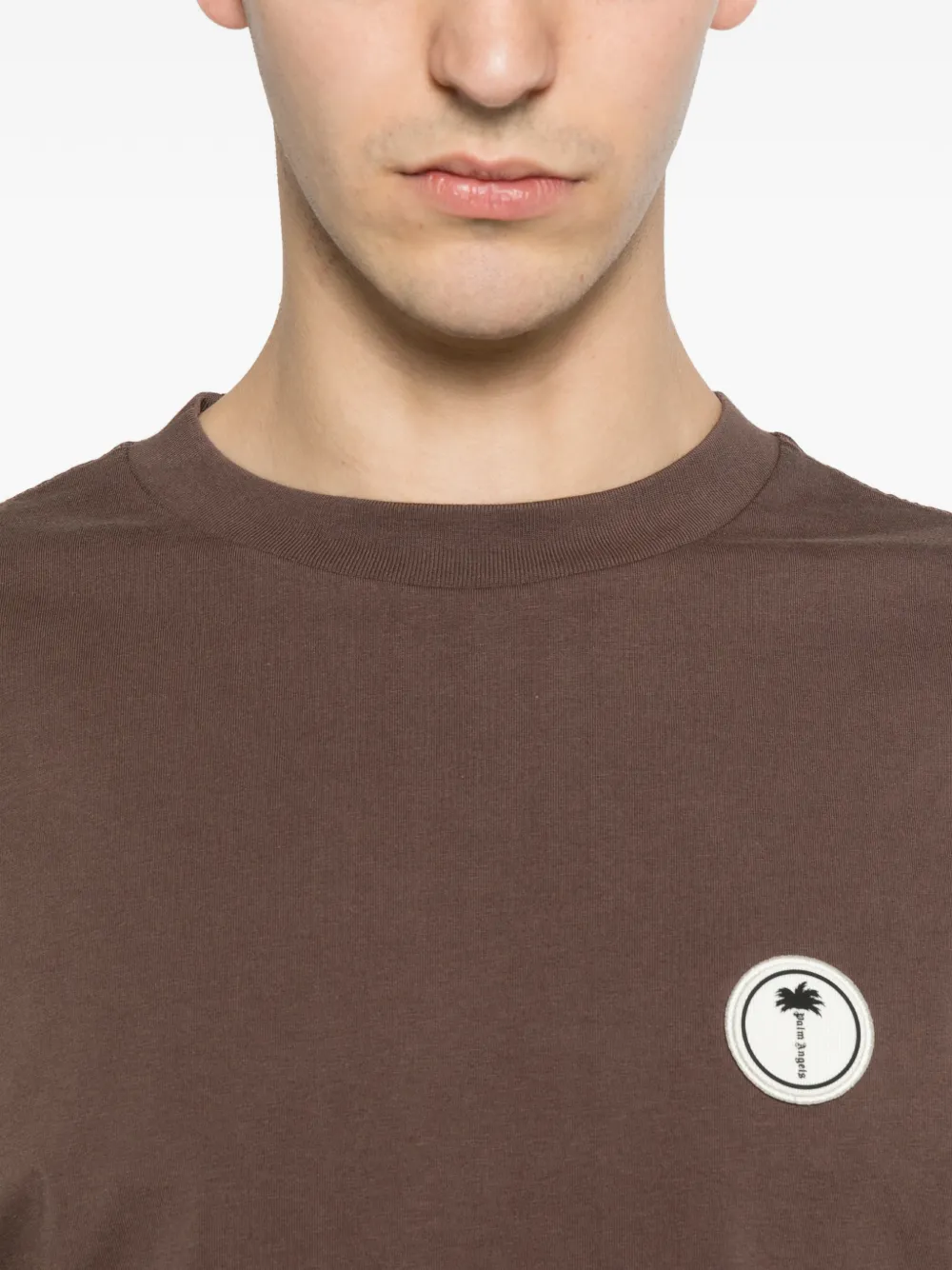 Palm Angels T-shirt met logopatch Bruin