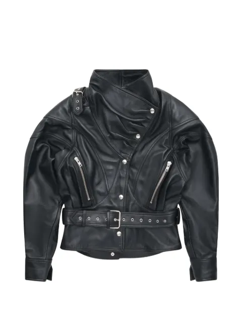 Vaquera belted asymmetric-zip jacket