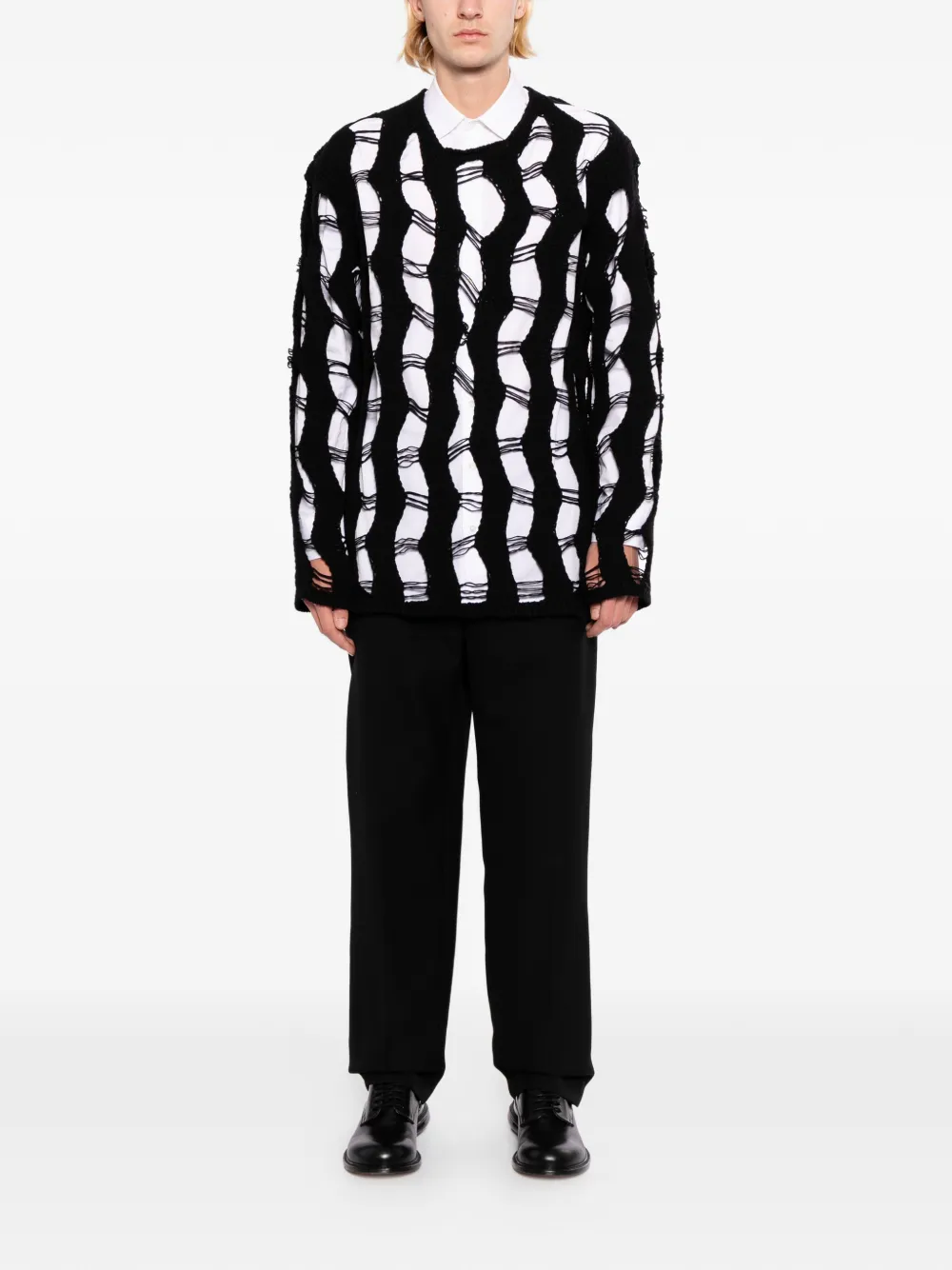 Comme des Garçons Homme Plus Gerafelde trui Zwart