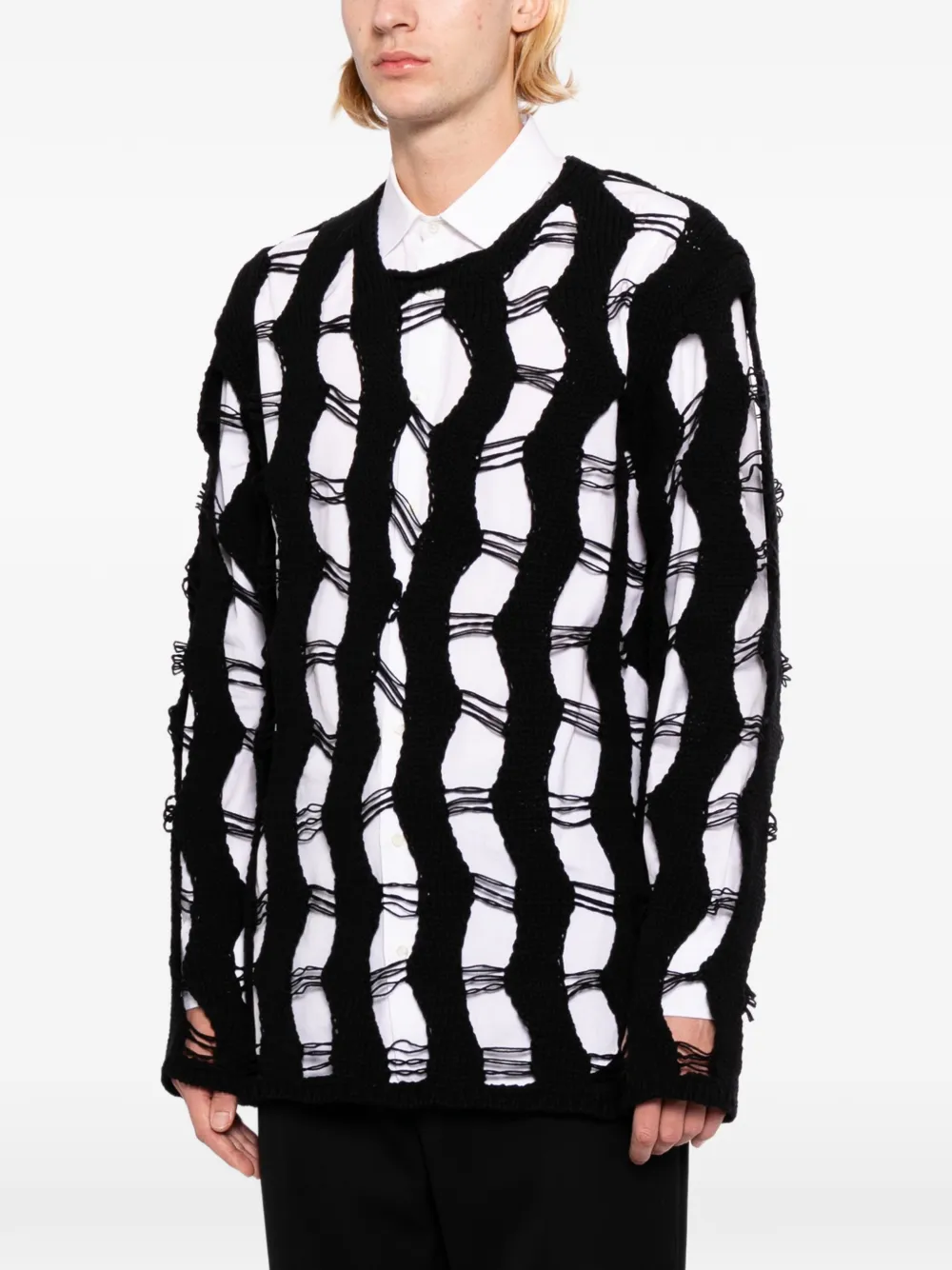 Comme des Garçons Homme Plus Gerafelde trui Zwart