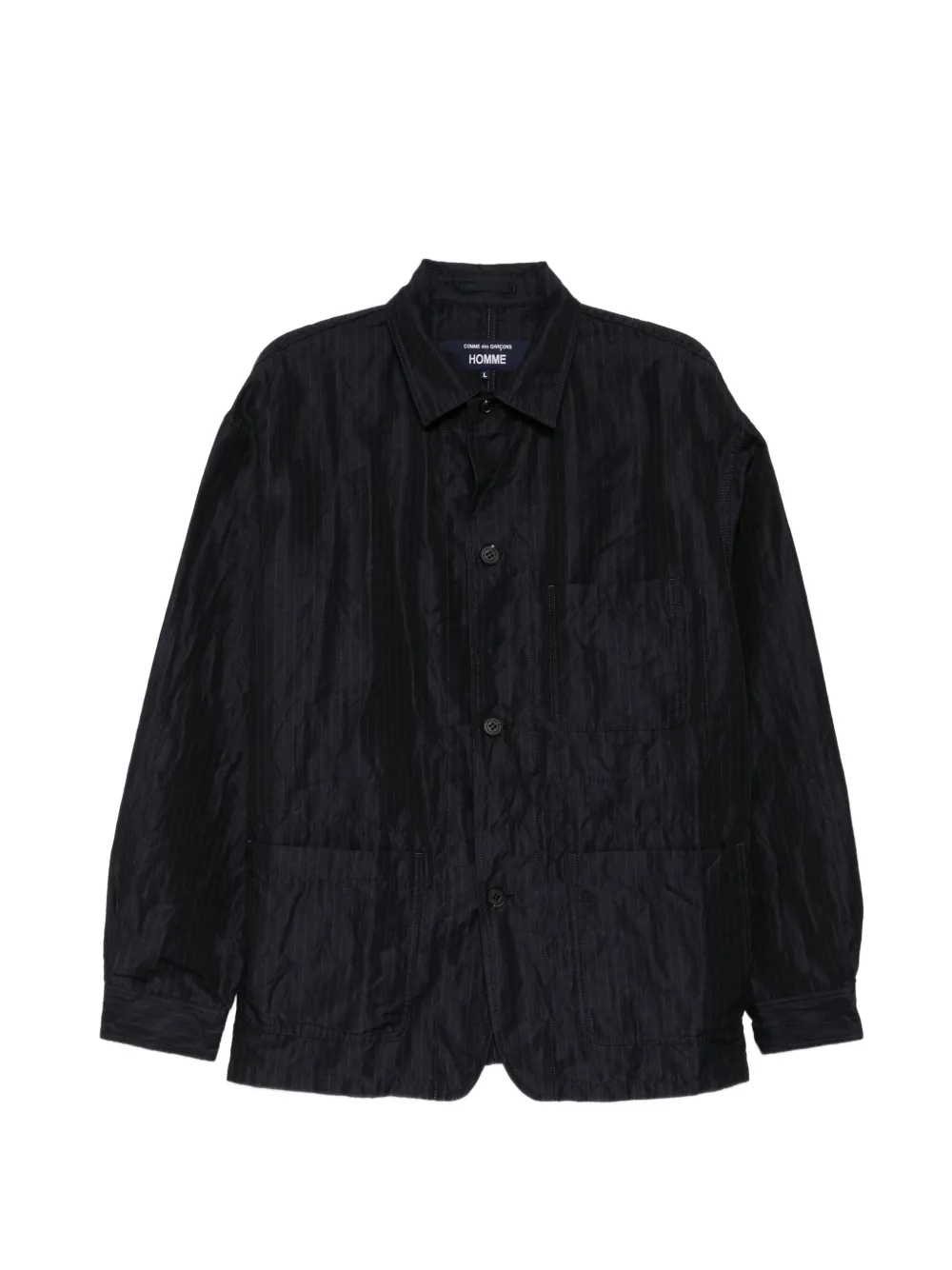 Comme des Garçons Homme pinstripe-pattern crinkled jacket - Blu