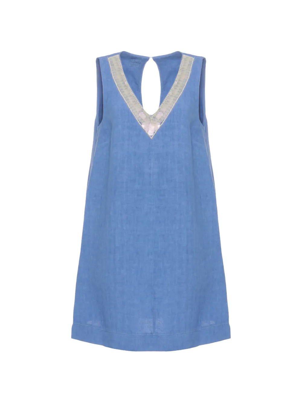 120% Lino sequin-embellished V-neck mini dress - Blu