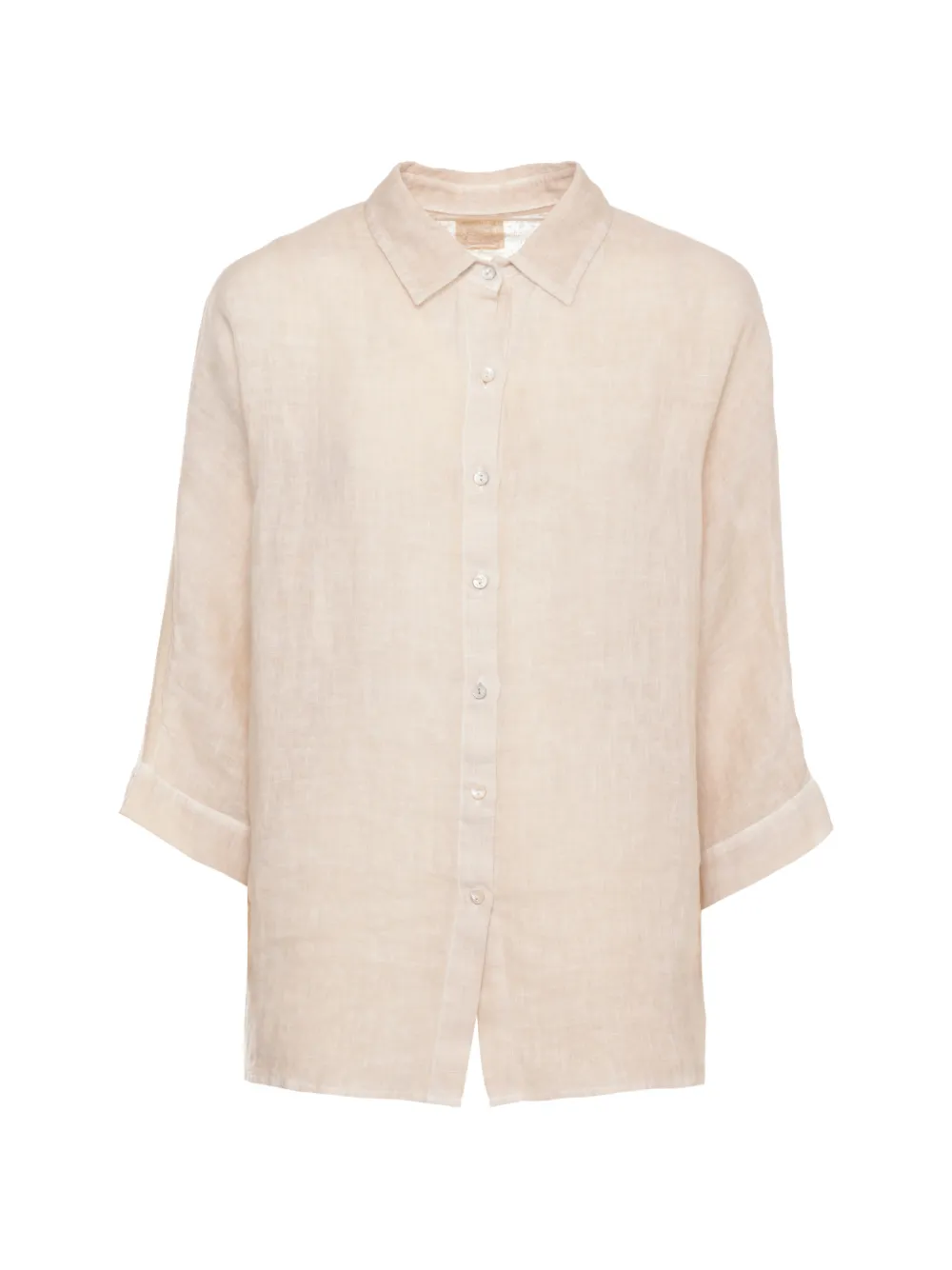 120% Lino button-up short-sleeve shirt - Nude