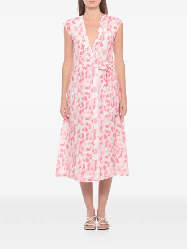 lino dresses for women Italian Lino Puro Lino Pink Tunic Maxi Dress OS