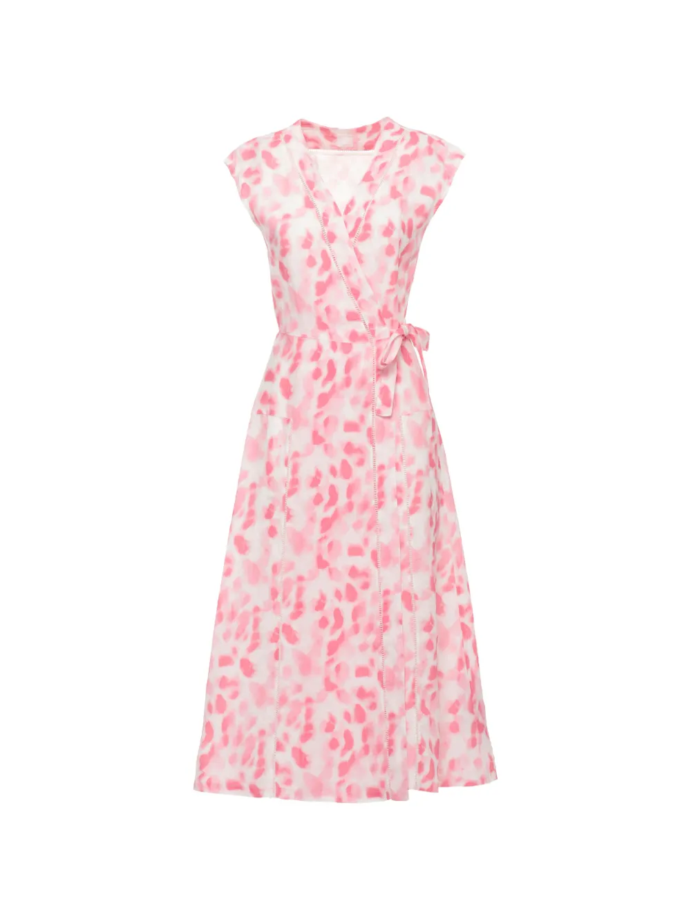 120% Lino abstract-print wrap dress - White