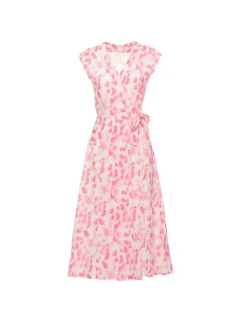 120% Lino abstract-print wrap dress