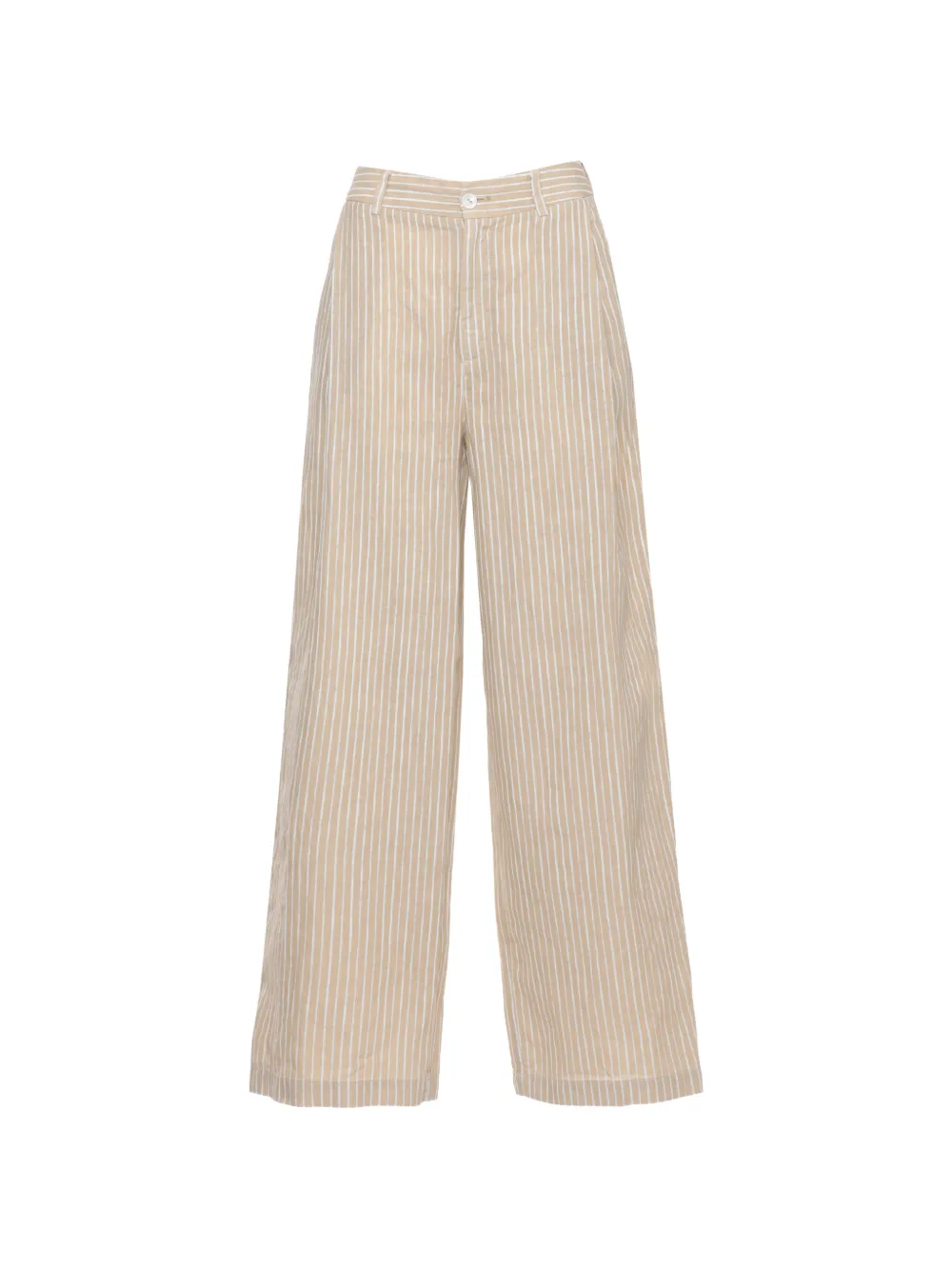 120% Lino vertical-stripe linen trousers - Toni neutri