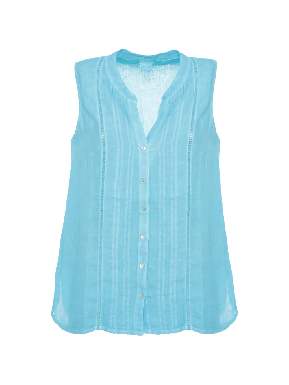 120% Lino pintuck-detail sleeveless shirt - Blu