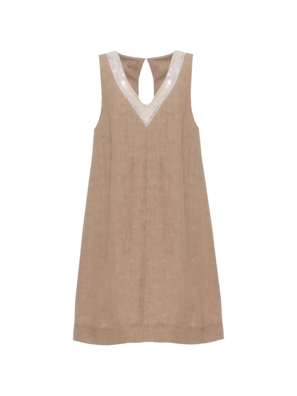 120% Lino sequin-embellished V-neck mini dress - Neutrals