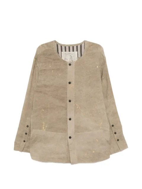 Ziggy Chen patchwork collarless shirt