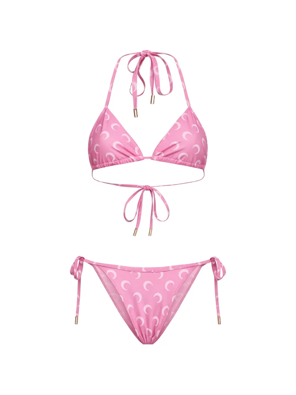 Marine Serre Moon-print triangle bikini - Rosa