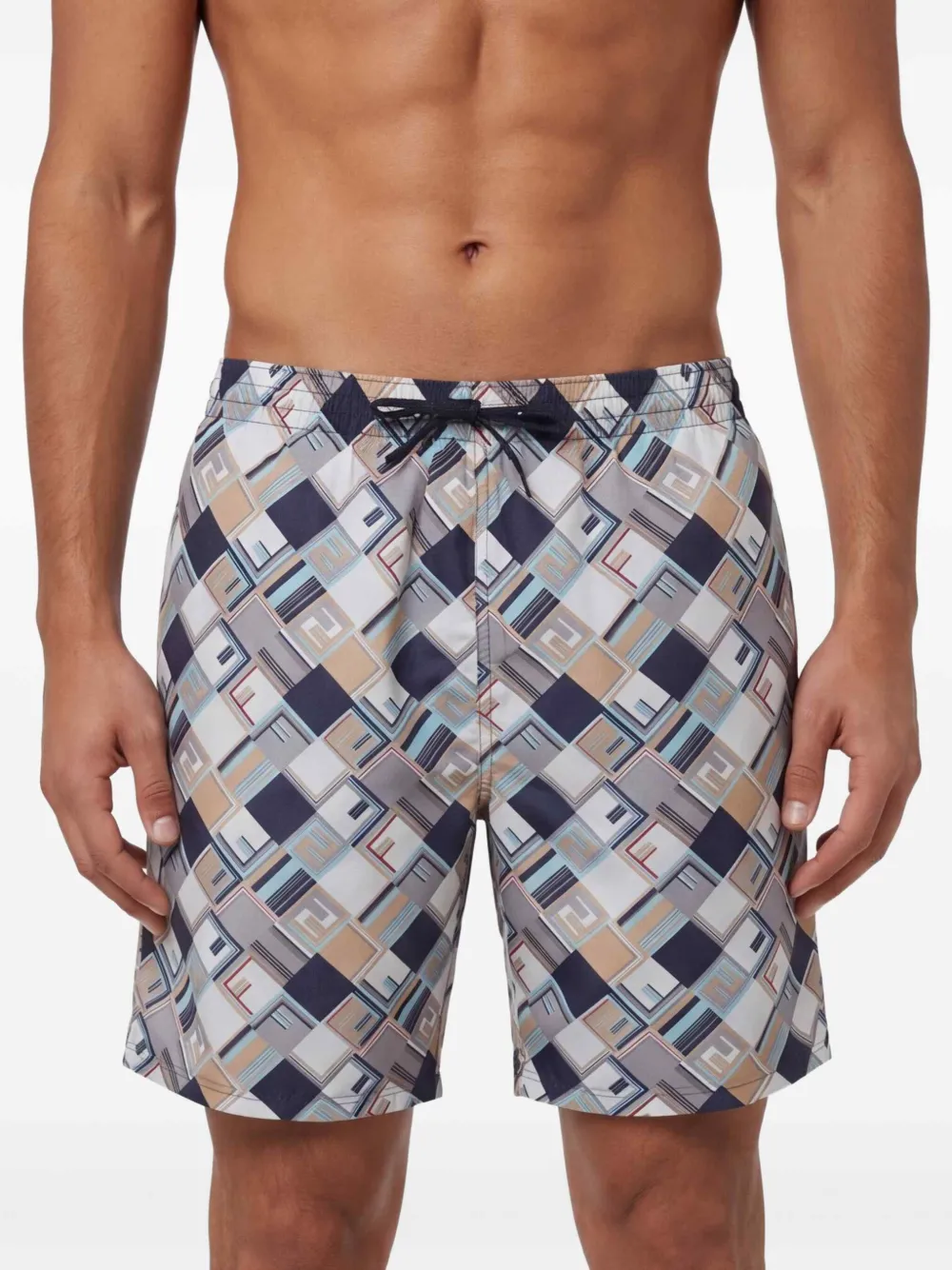 FENDI FF Check zwembroek Blauw