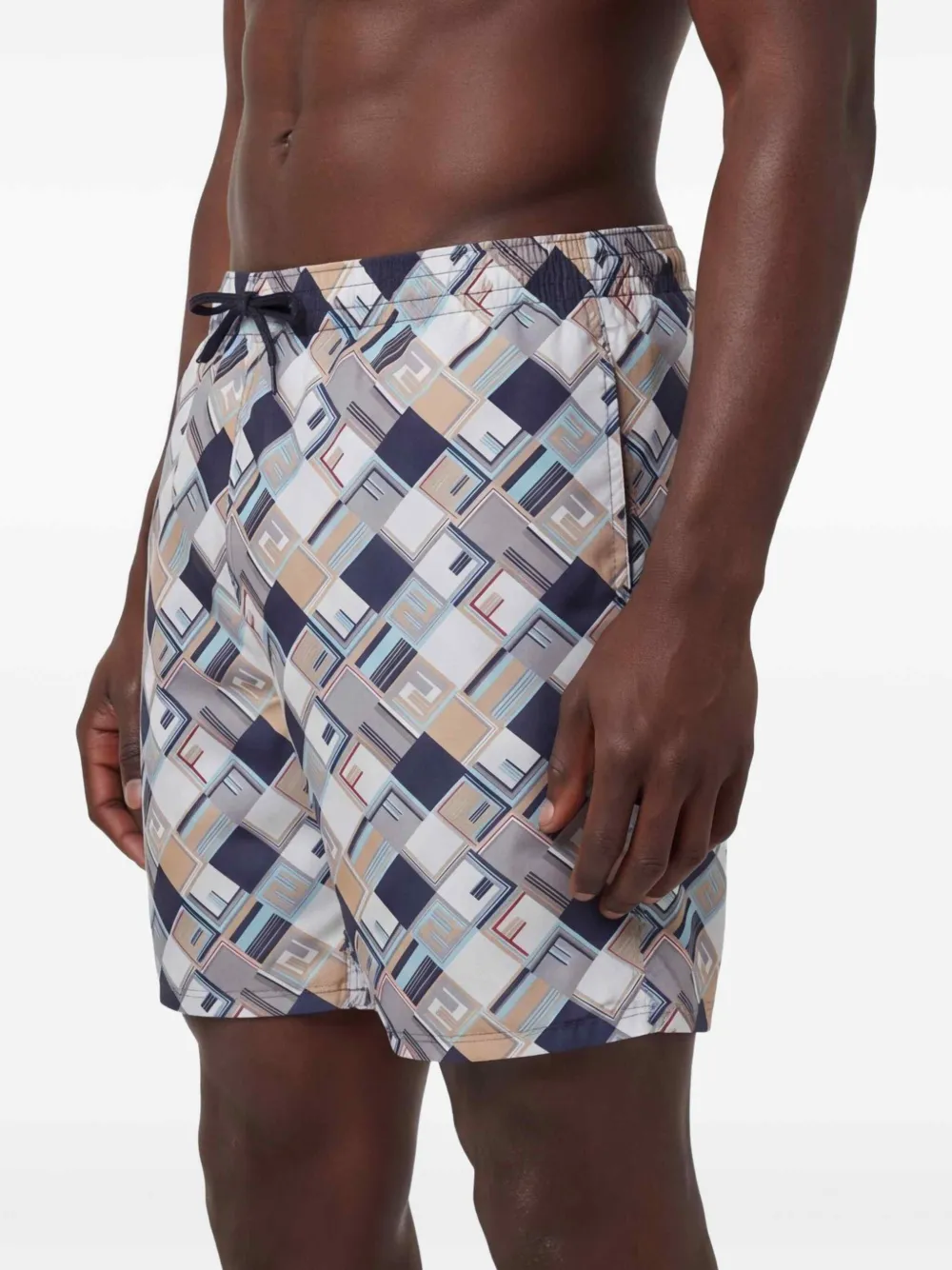 FENDI FF Check zwembroek Blauw