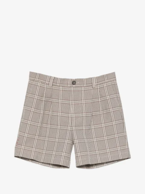 AMARANTO  check-pattern pleated shorts