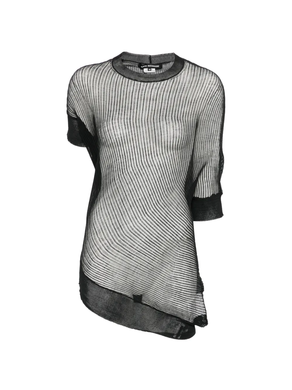 Junya Watanabe asymmetric mesh T-shirt - Nero
