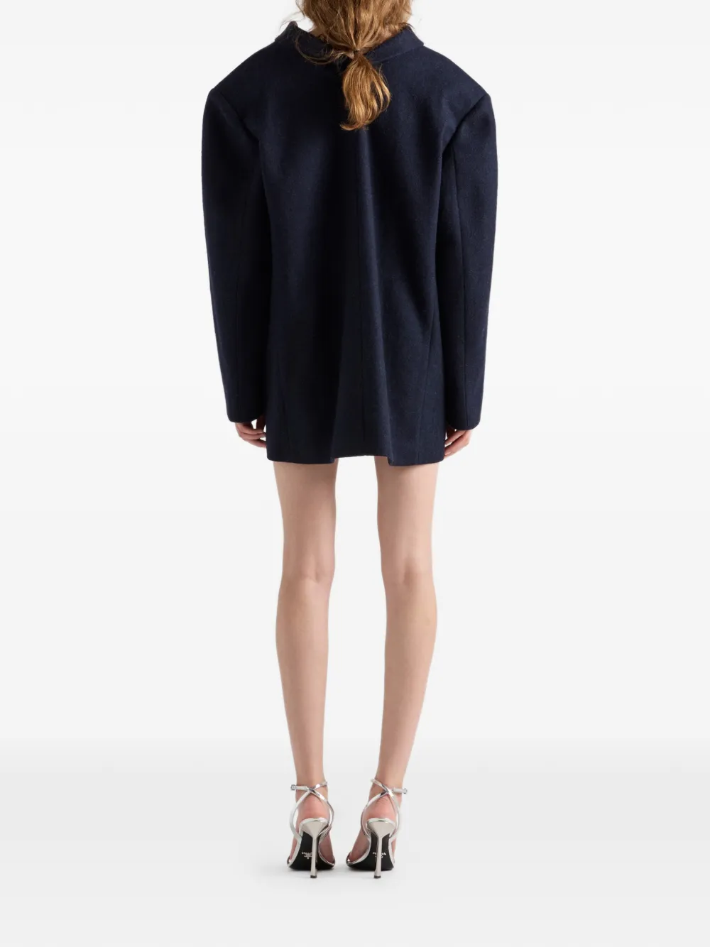 Prada Shetland wollen jas met sierknopen Blauw
