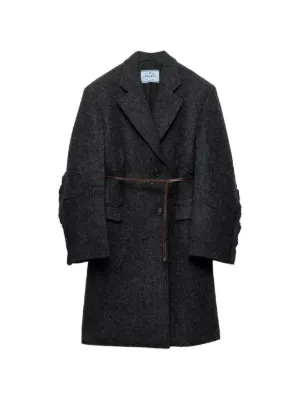 Jil Sander ファーカラー ダブルコート | グレー | FARFETCH JP