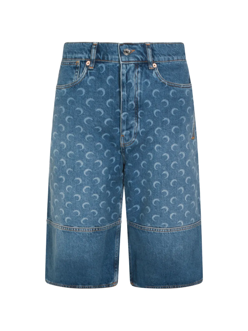 Marine Serre Moon-print panelled shorts - Blu