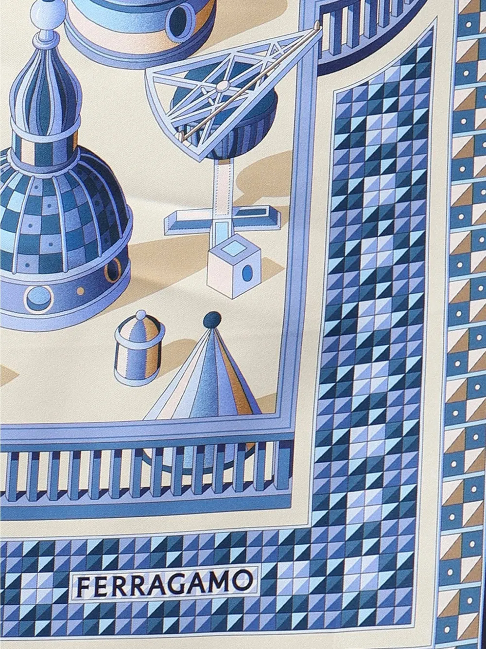 Ferragamo Architectural-print Silk Scarf in Blue, view 2