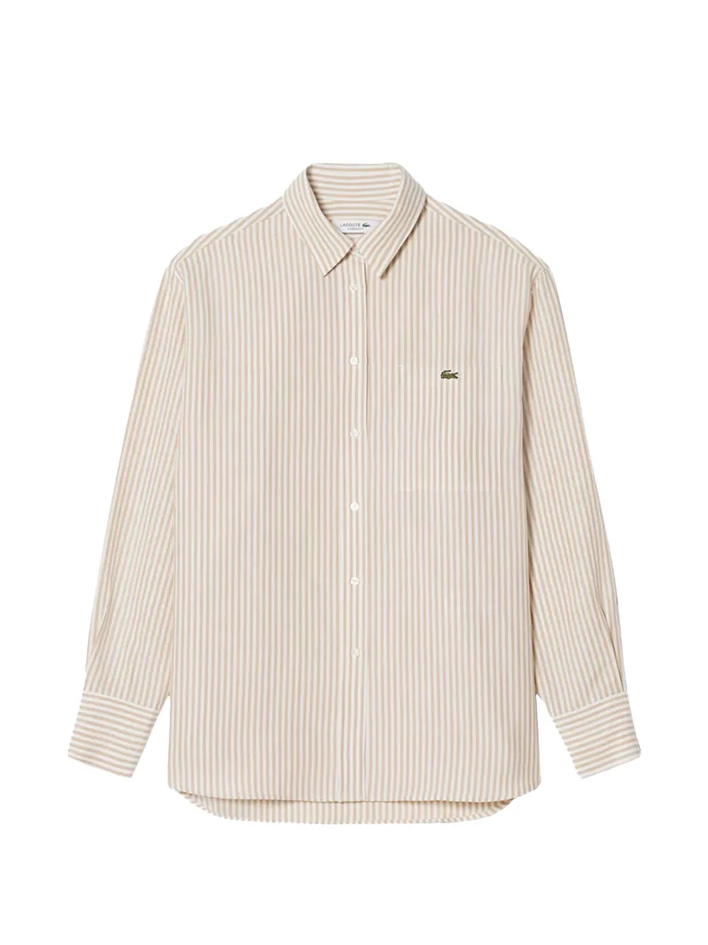 Lacoste striped logo-patch shirt - Nude