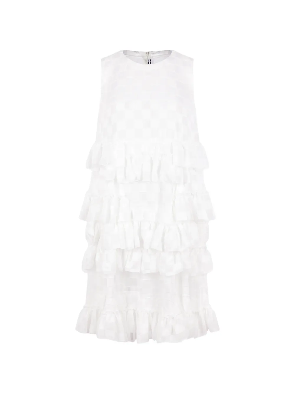 Comme Des Garçons check-pattern ruffled mini dress - Bianco