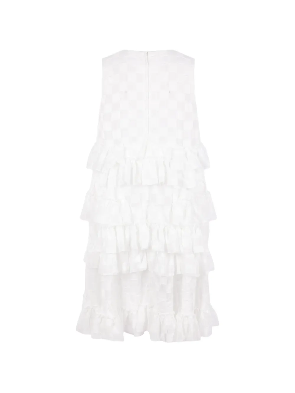 Comme Des Garçons Geruite mini-jurk met ruches Wit